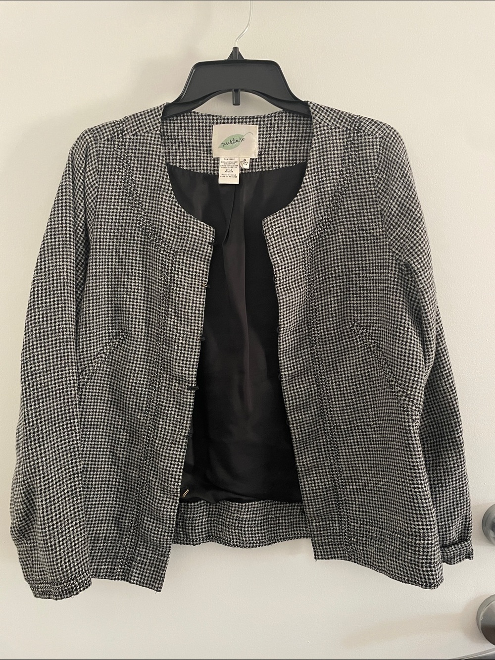 Nurture by Lamaze Black and White Houndstooth Open Blazer